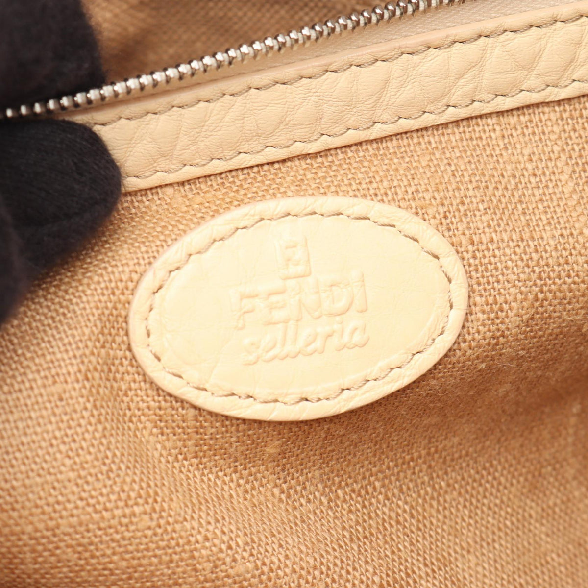 FENDI Selleria Leather Shoulder Bag Ivory