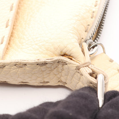 FENDI Selleria Leather Shoulder Bag Ivory