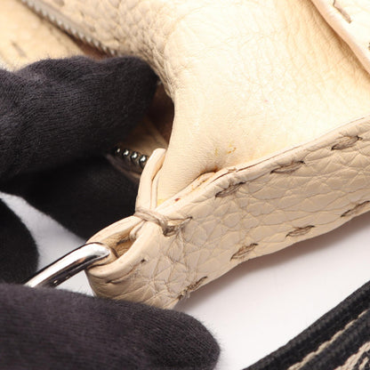 FENDI Selleria Leather Shoulder Bag Ivory