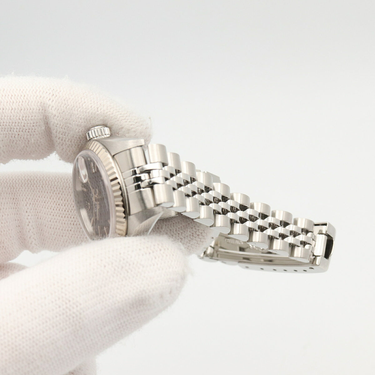 ROLEX Datejust K18 WG SS Watch Baton Dial