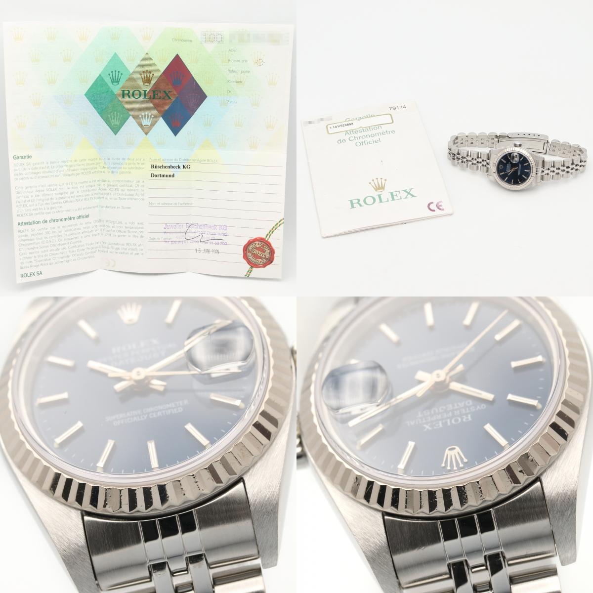 ROLEX Datejust K18 WG SS Watch Baton Dial