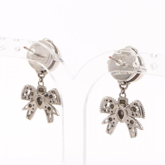 Miu Miu Ribbon Rhinestone Pearl Earrings