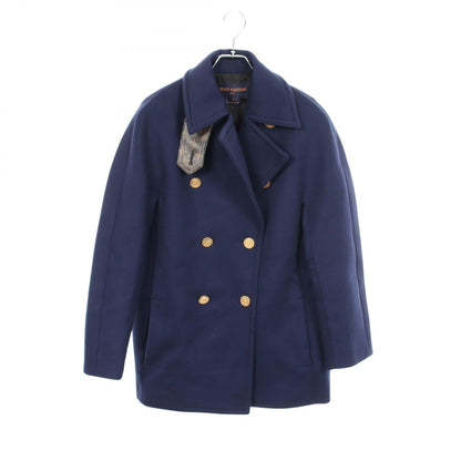 LOUIS VUITTON Anchor Button Wool Cashmere Coat Blue Size 36