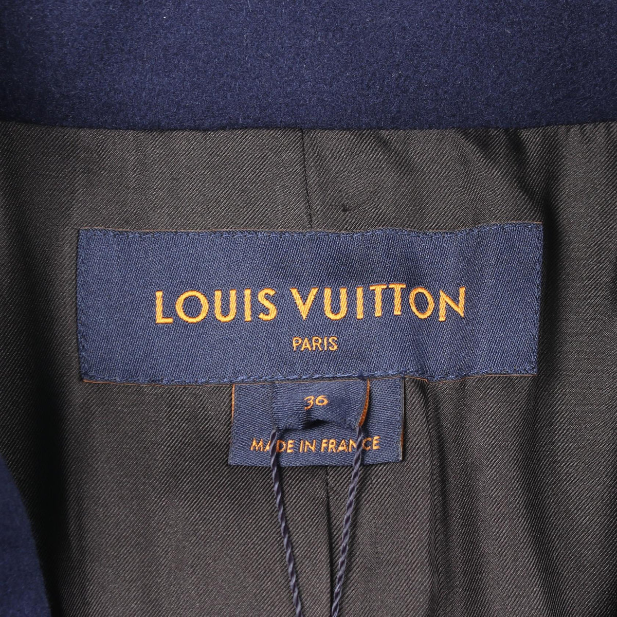 LOUIS VUITTON Anchor Button Wool Cashmere Coat Blue Size 36