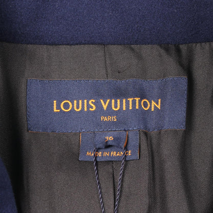 LOUIS VUITTON Anchor Button Wool Cashmere Coat Blue Size 36