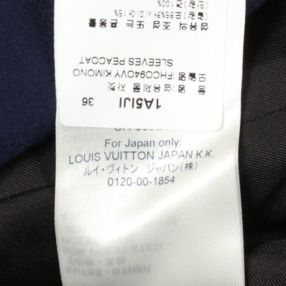 LOUIS VUITTON Anchor Button Wool Cashmere Coat Blue Size 36