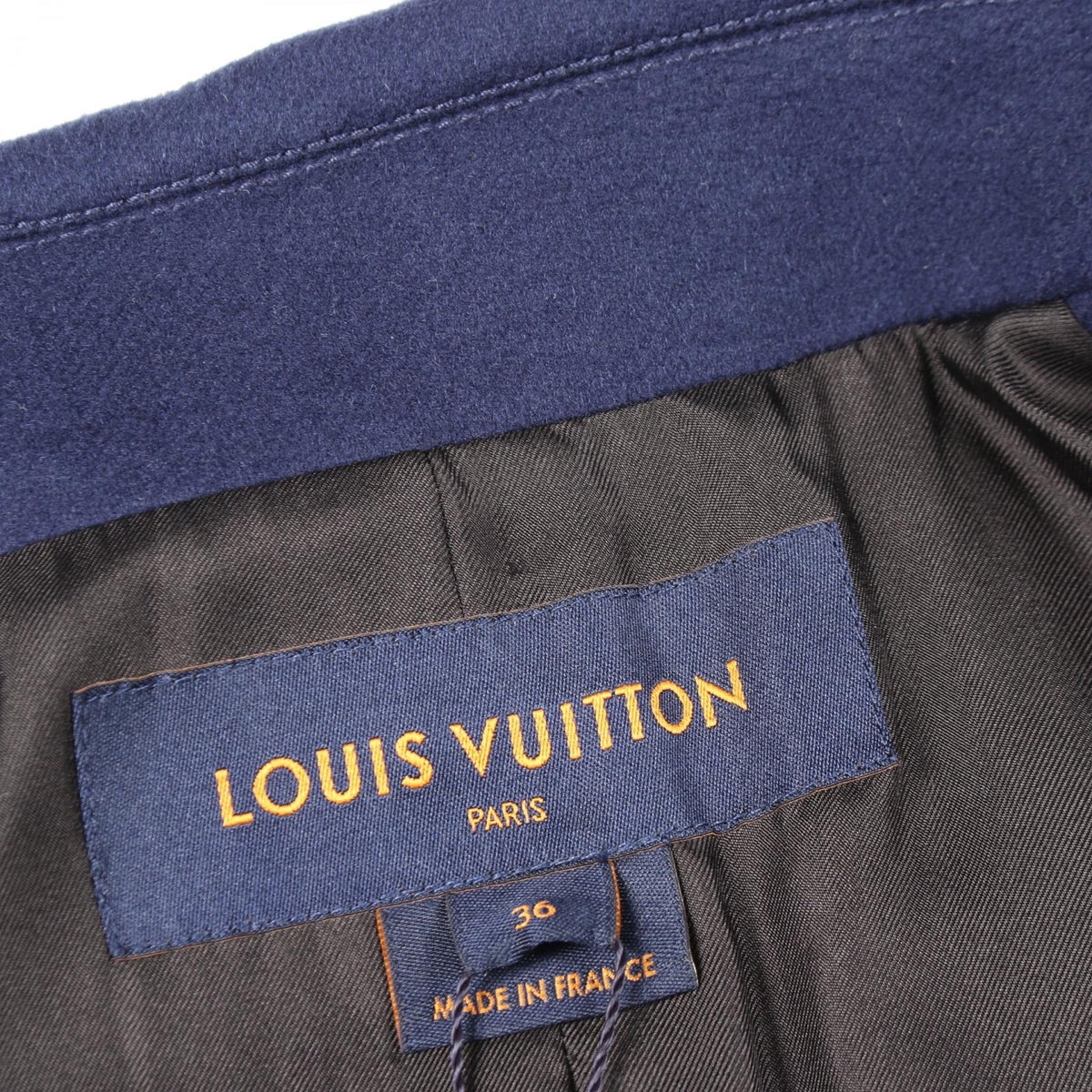 LOUIS VUITTON Anchor Button Wool Cashmere Coat Blue Size 36