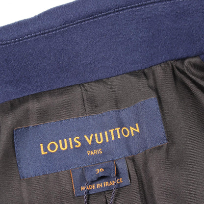 LOUIS VUITTON Anchor Button Wool Cashmere Coat Blue Size 36