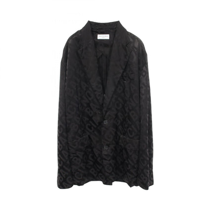 BALENCIAGA Fluid Jacquard Logo Rayon Blazer Black Size L