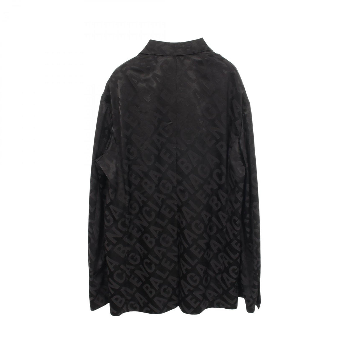 BALENCIAGA Fluid Jacquard Logo Rayon Blazer Black Size L