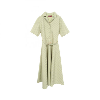 GUCCI Green GG Pattern Cotton Polyester Dress Size 36