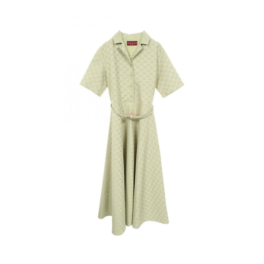 GUCCI Green GG Pattern Cotton Polyester Dress Size 36