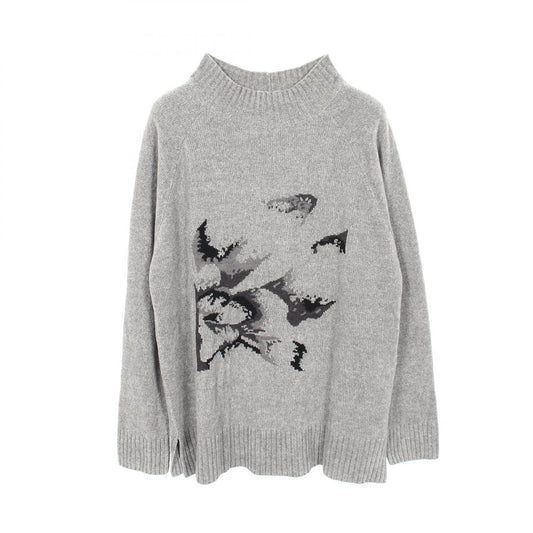 Emporio Armani Gray Black High-Neck Knit Sweater Size M