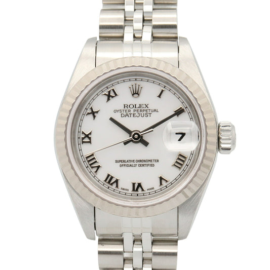 ROLEX Datejust K18WG SS Roman Watch White