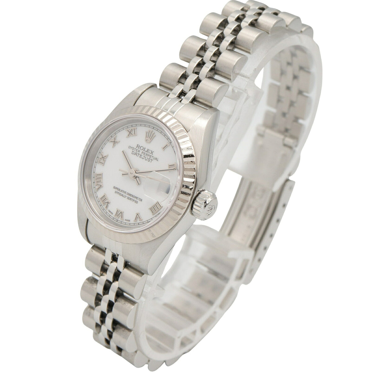 ROLEX Datejust K18WG SS Roman Watch White