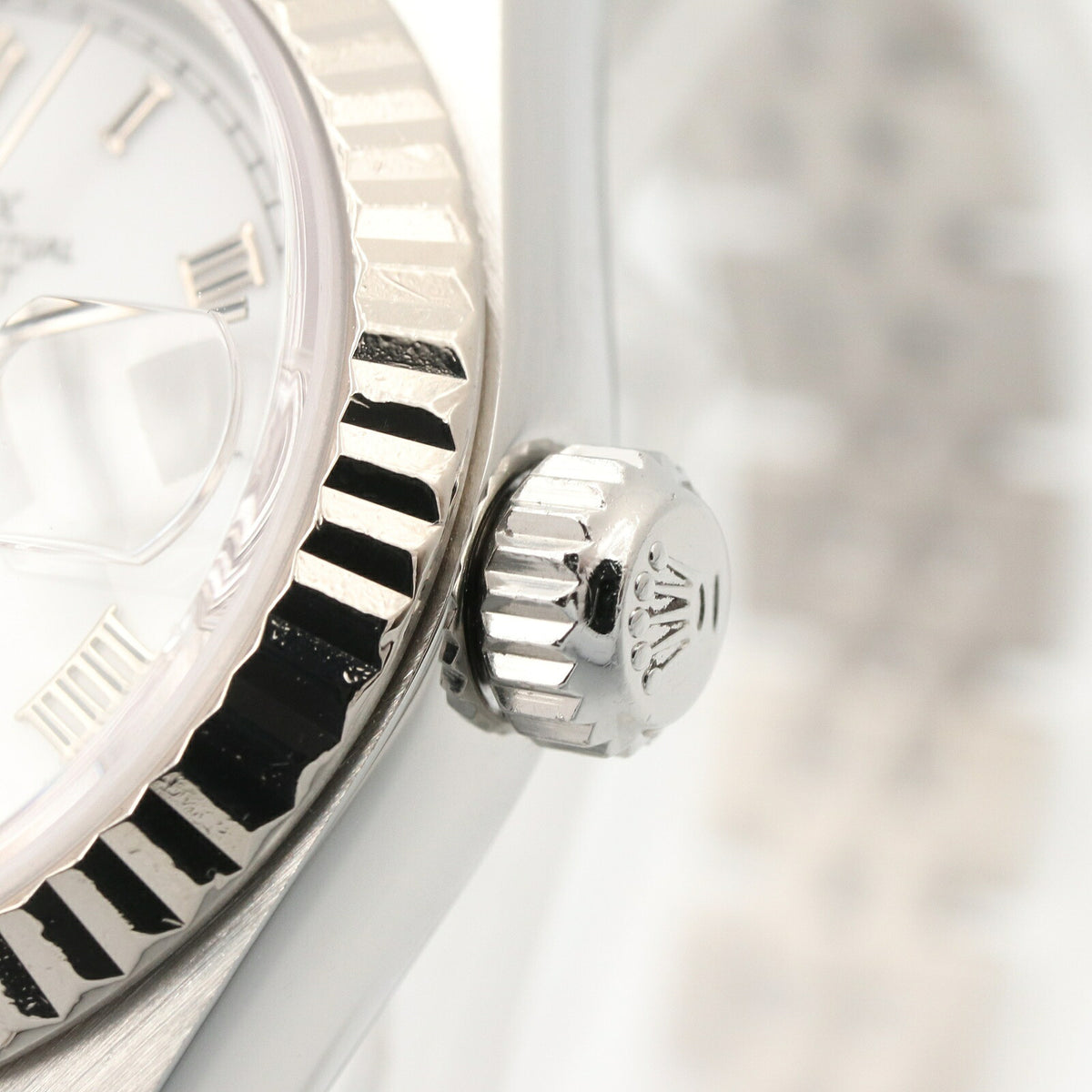 ROLEX Datejust K18WG SS Roman Watch White