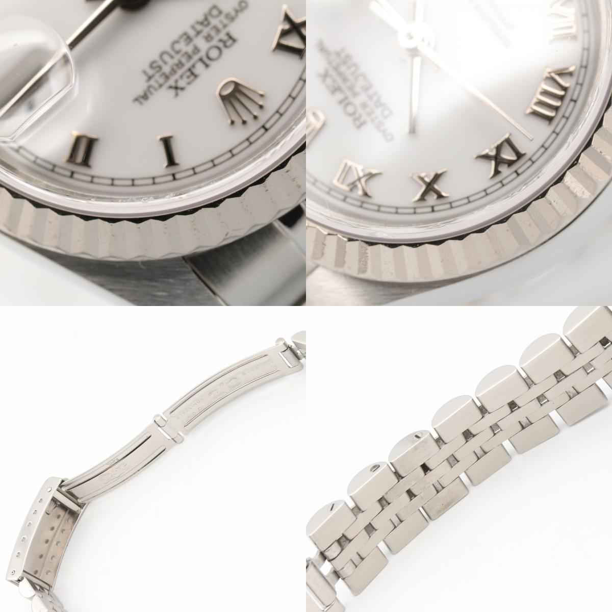 ROLEX Datejust K18WG SS Roman Watch White