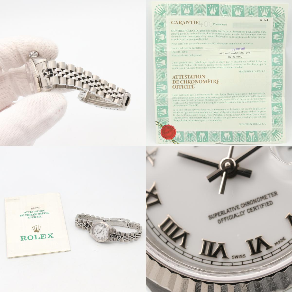 ROLEX Datejust K18WG SS Roman Watch White