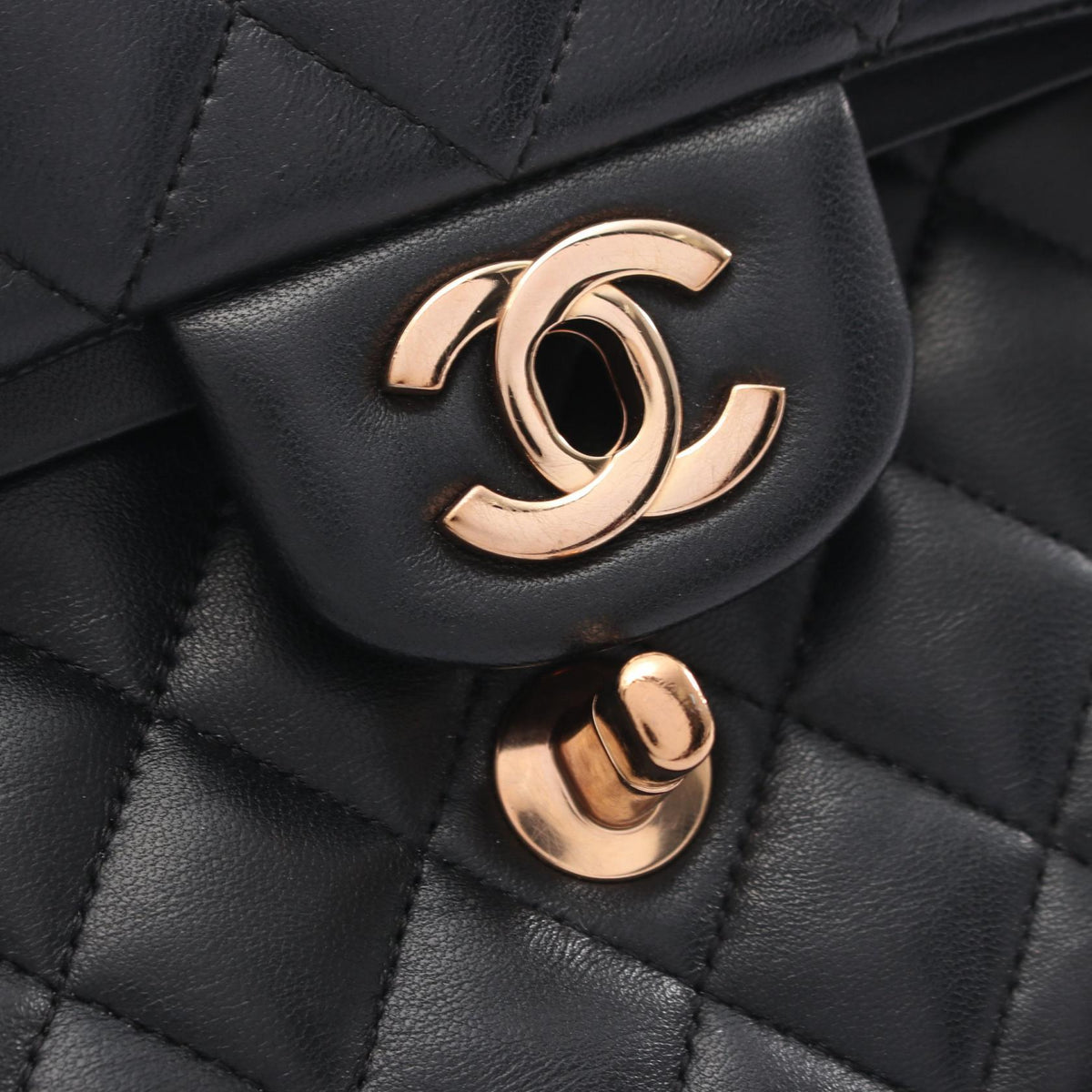 CHANEL Matelassé Double Black Lambskin Shoulder Bag