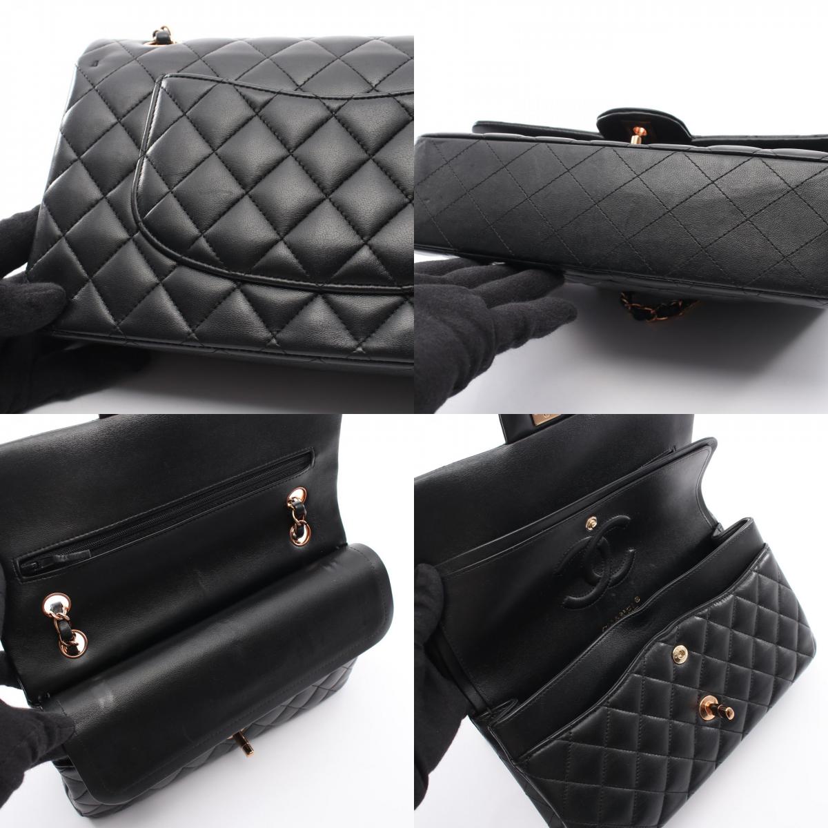 CHANEL Matelassé Double Black Lambskin Shoulder Bag