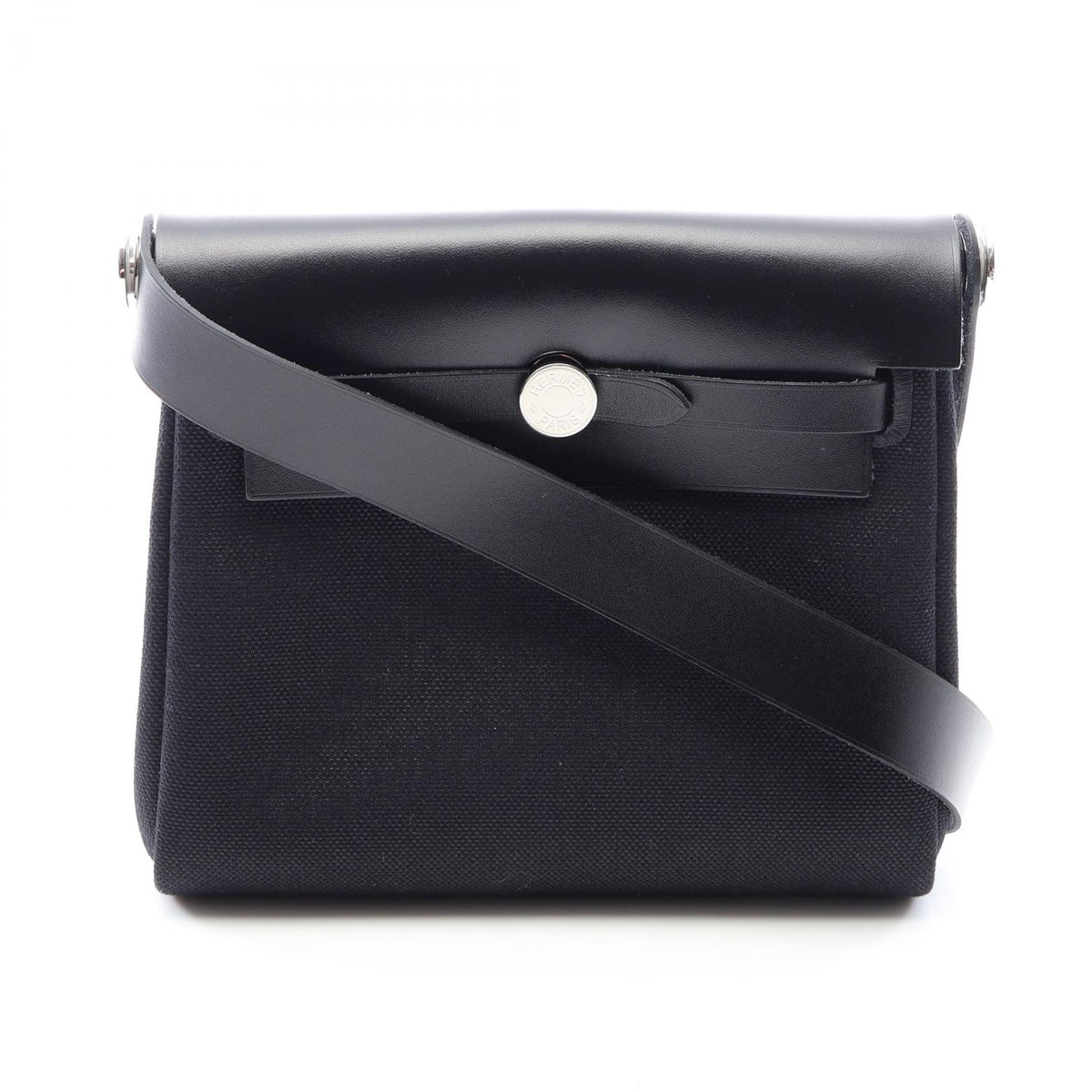 HERMES Herbag Zip Mini Toile Bag Black