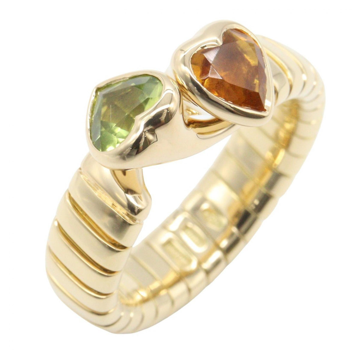 BVLGARI Tubogas Spiga Peridot Citrine K18 Ring Size JP 10