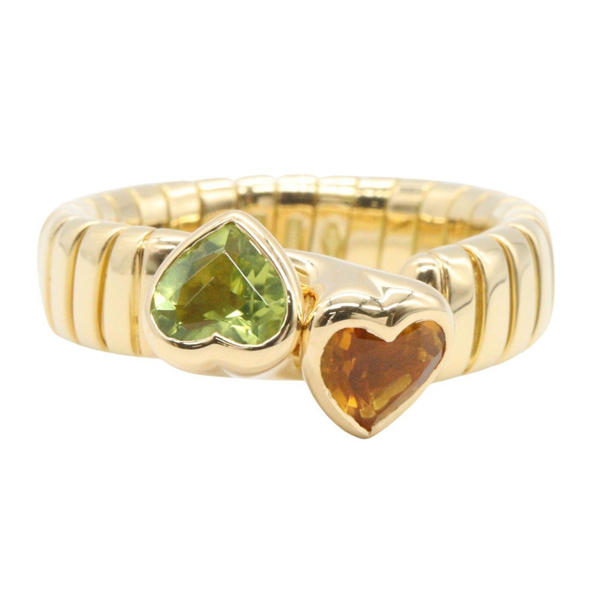 BVLGARI Tubogas Spiga Peridot Citrine K18 Ring Size JP 10