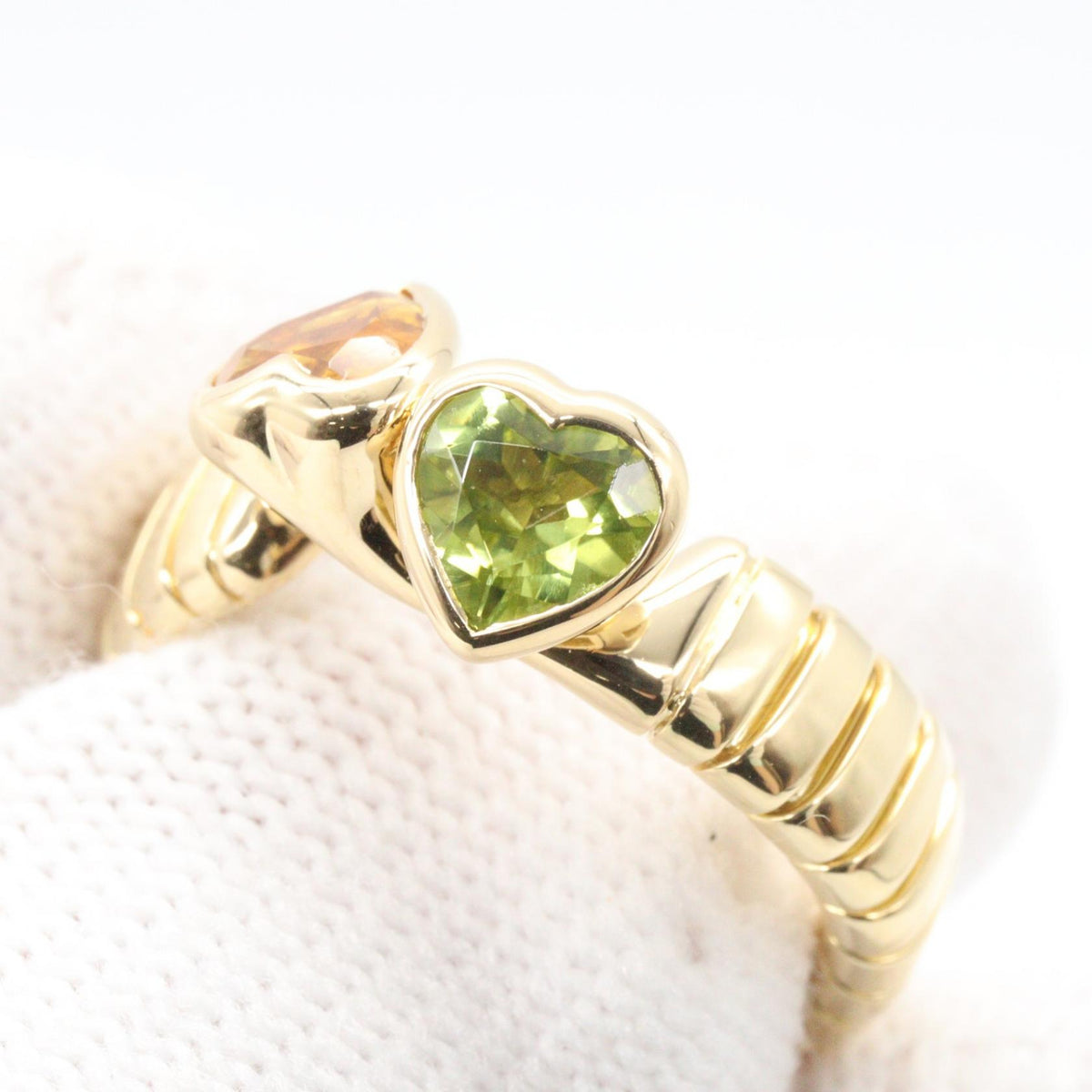 BVLGARI Tubogas Spiga Peridot Citrine K18 Ring Size JP 10