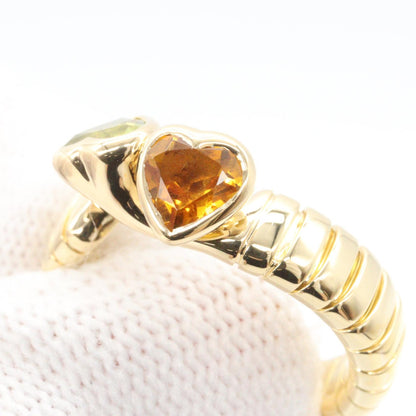 BVLGARI Tubogas Spiga Peridot Citrine K18 Ring Size JP 10