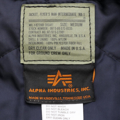 ALPHA MA-1 Nylon Flight Bomber Jacket Navy Size M