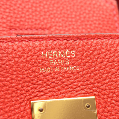 HERMES Birkin 30 Rouge Tomate Togo HW Bag