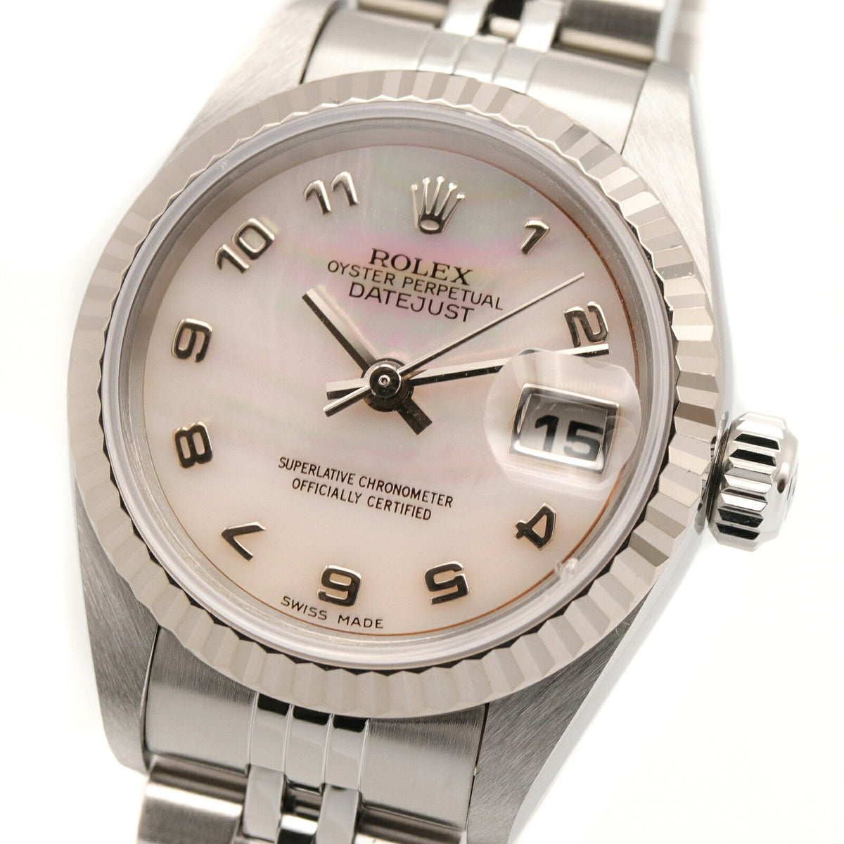 ROLEX Datejust K18WG SS Pink Dial Watch