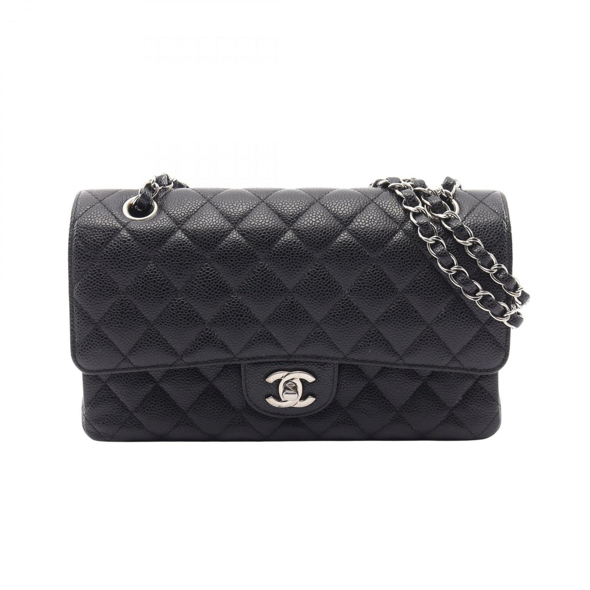 CHANEL Black Matelasse Double Silver HW Shoulder Bag