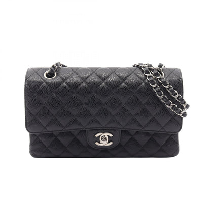CHANEL Black Matelasse Double Silver HW Shoulder Bag
