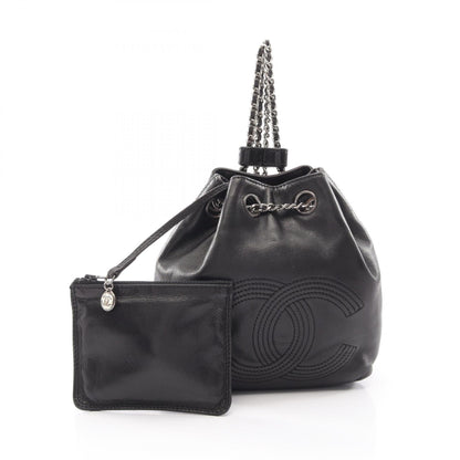 CHANEL Coco Mark Drawstring Backpack Black