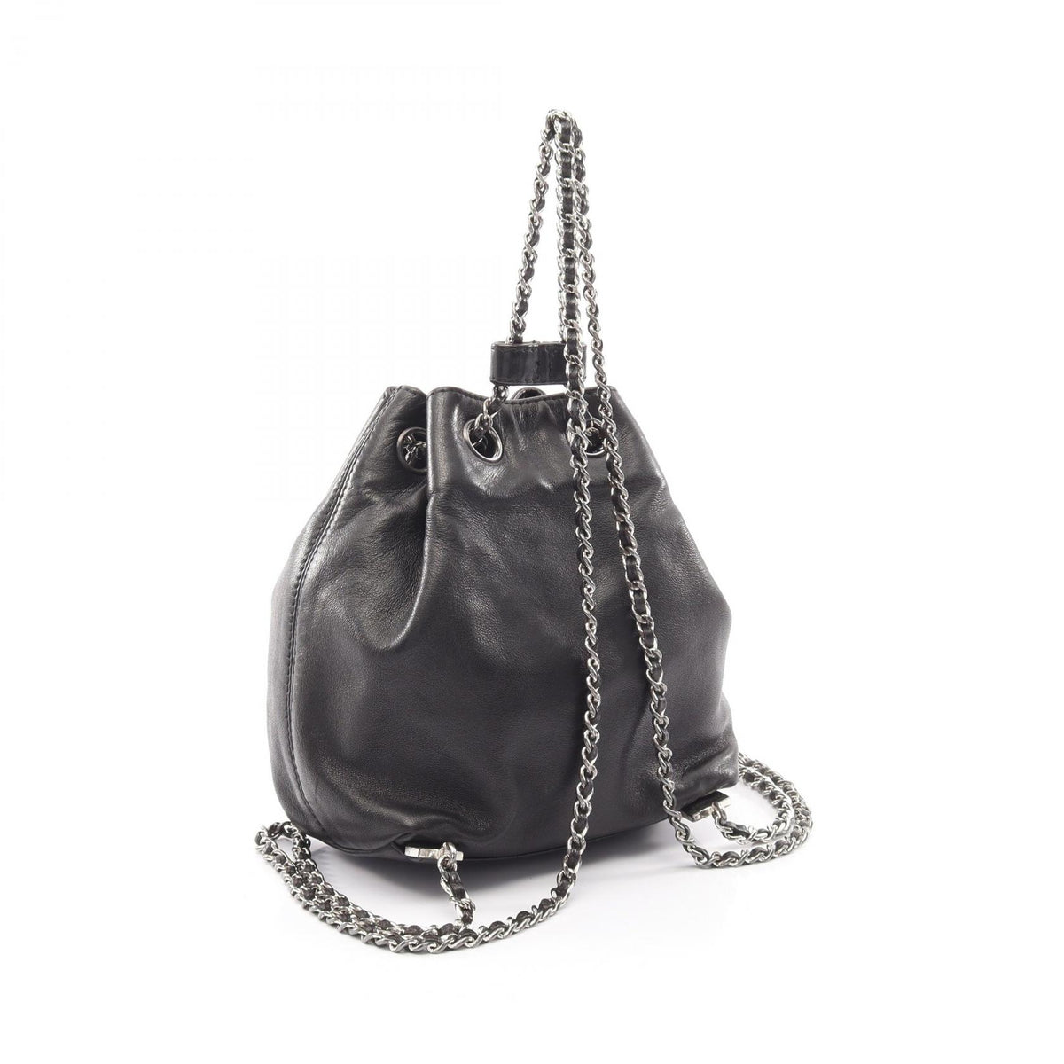 CHANEL Coco Mark Drawstring Backpack Black