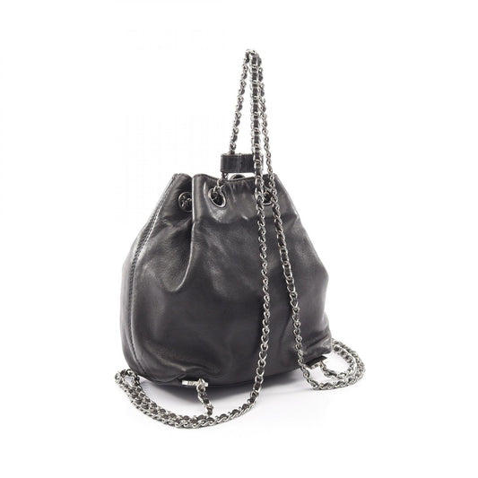 CHANEL Coco Mark Drawstring Backpack Black