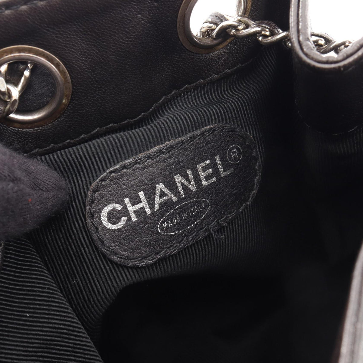 CHANEL Coco Mark Drawstring Backpack Black