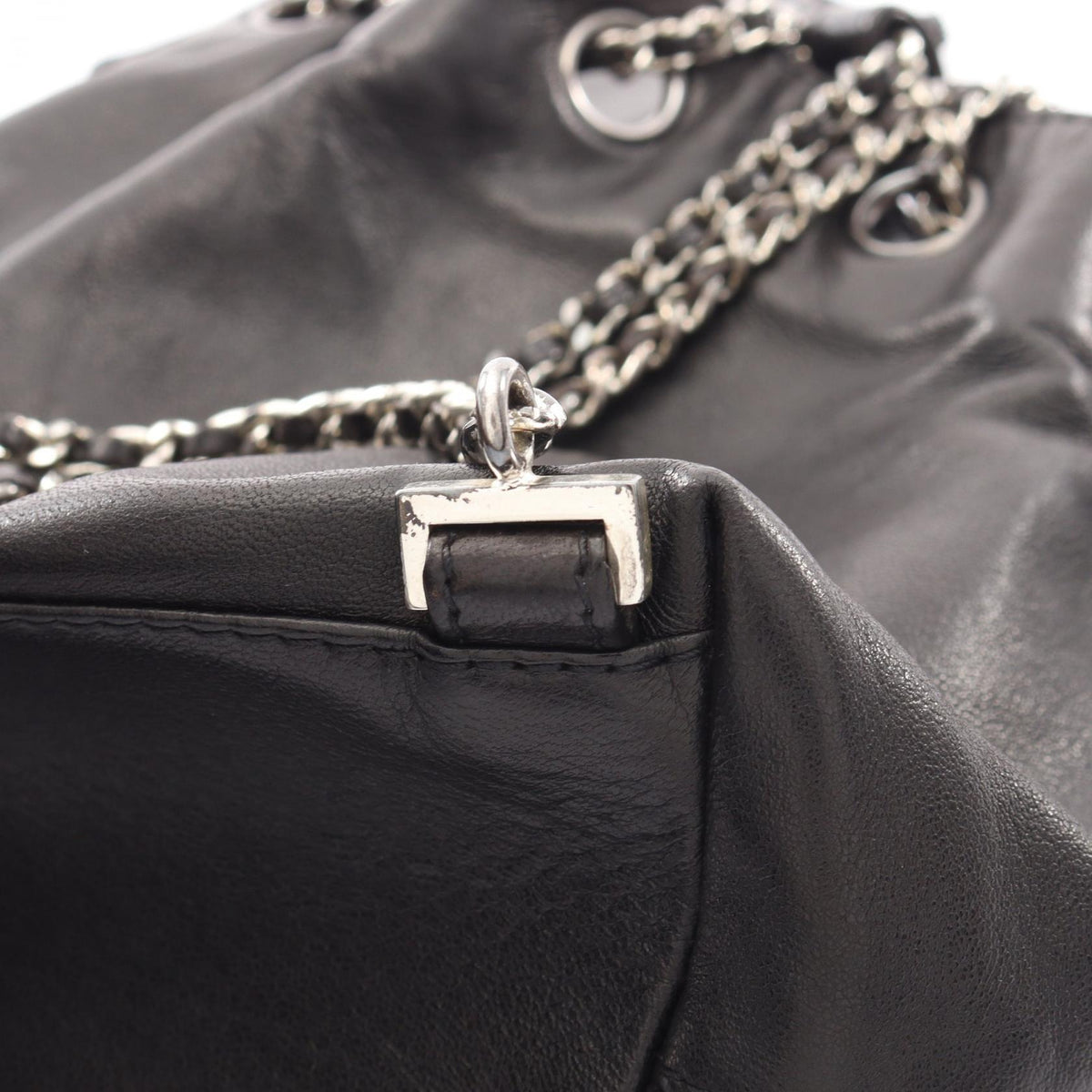 CHANEL Coco Mark Drawstring Backpack Black
