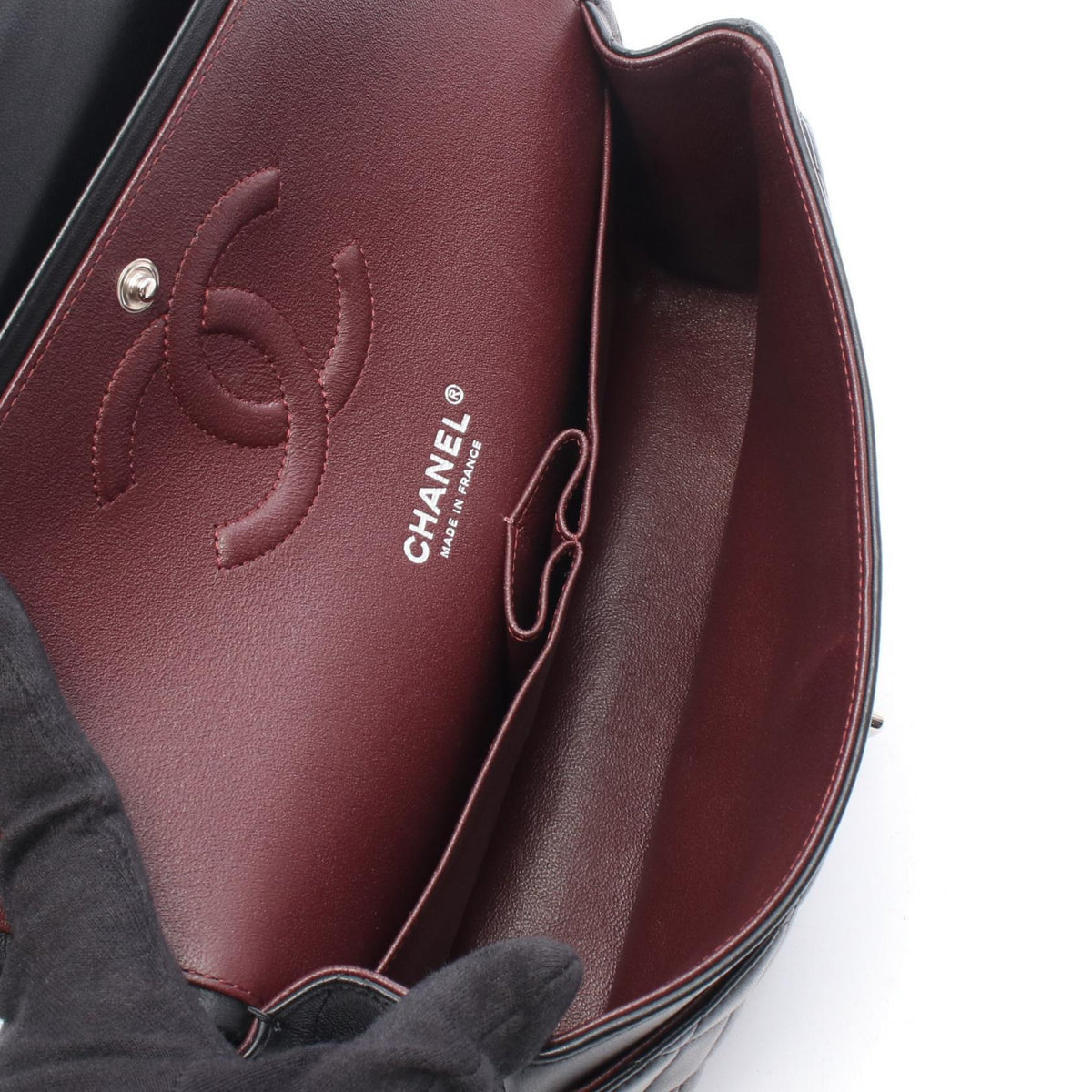 CHANEL Black Lambskin Shoulder Bag