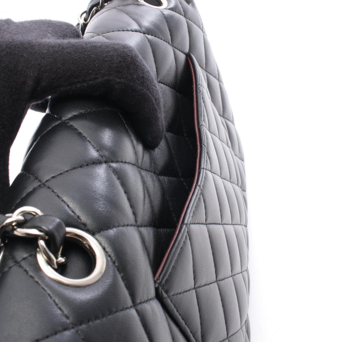 CHANEL Black Lambskin Shoulder Bag