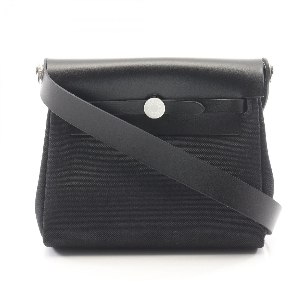 HERMES Herbag Zip Mini Toile Bag Black