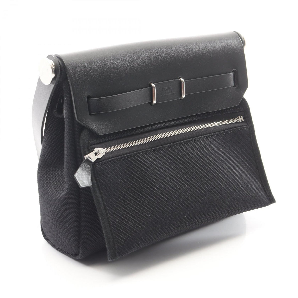 HERMES Herbag Zip Mini Toile Bag Black