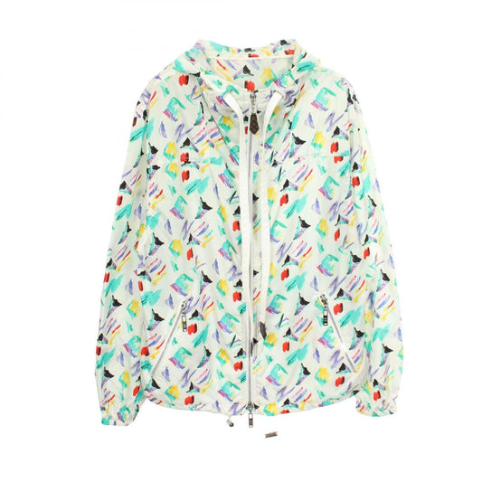 LOUIS VUITTON All-Over Hooded Jacket White Nylon Size 36