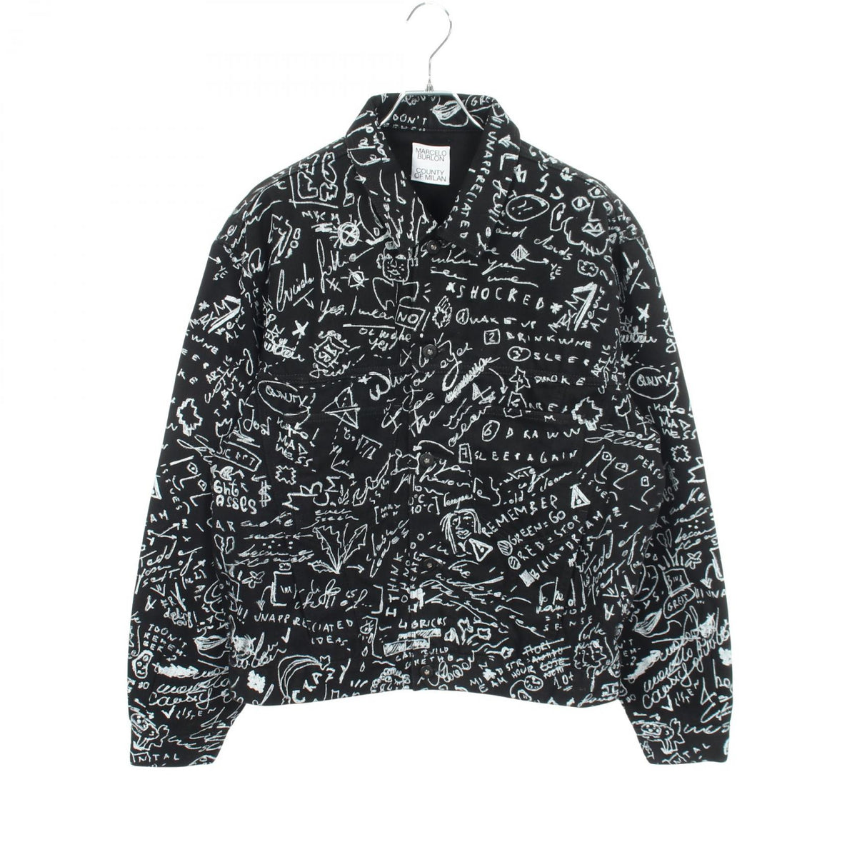 MARCELO BURLON All-Over Print Denim Jacket Black Size S