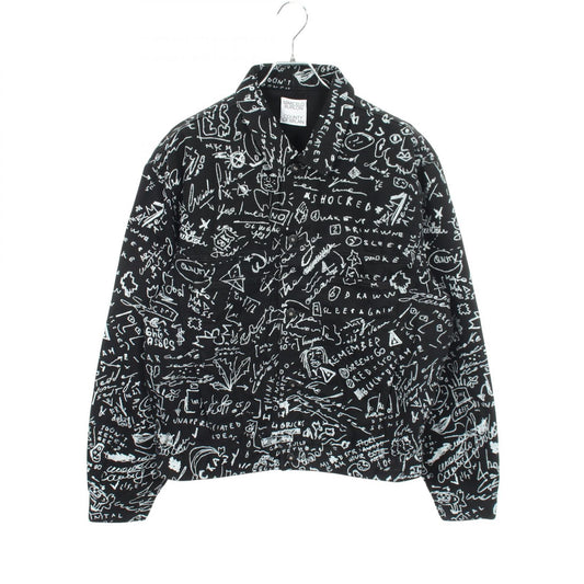 MARCELO BURLON All-Over Print Denim Jacket Black Size S