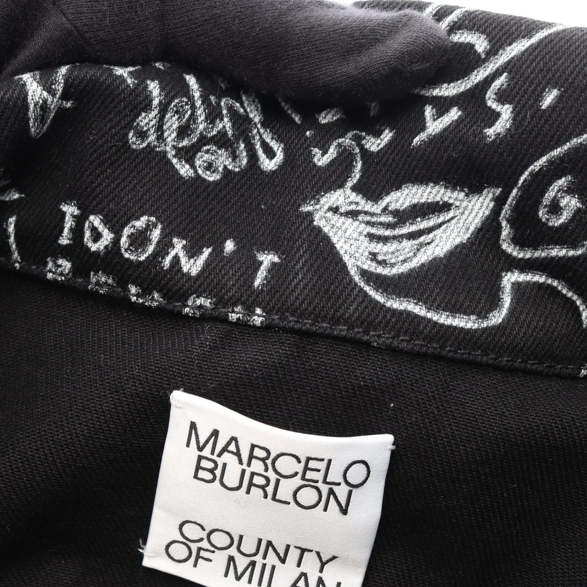 MARCELO BURLON All-Over Print Denim Jacket Black Size S