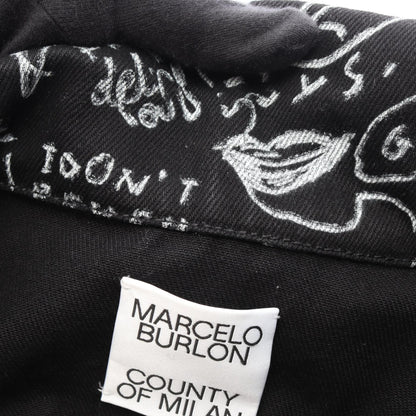 MARCELO BURLON All-Over Print Denim Jacket Black Size S