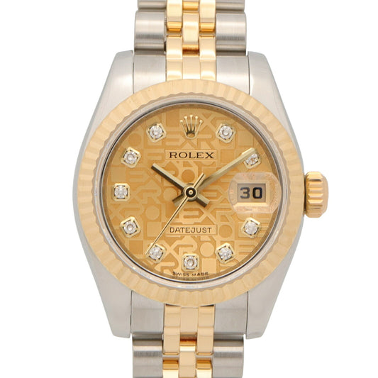 ROLEX Datejust 10P Diamond Dial Watch Gold