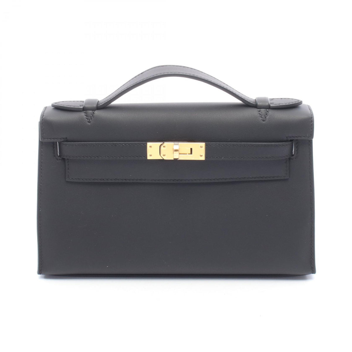 HERMES Pochette Kelly Mini Handbag Black